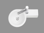 Lave-mains pour toilettes, de forme ronde, en céramique blanche, Largeur 39 cm, Profondeur 28 cm, Hauteur 11 cm, Livraison 5-7 jours OFFERTE.